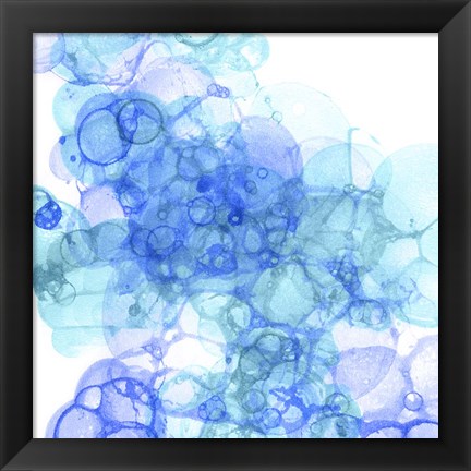 Framed Bubble Square Aqua &amp; Blue III Print