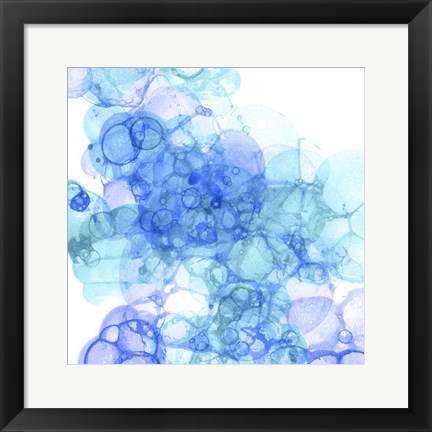 Framed Bubble Square Aqua &amp; Blue III Print