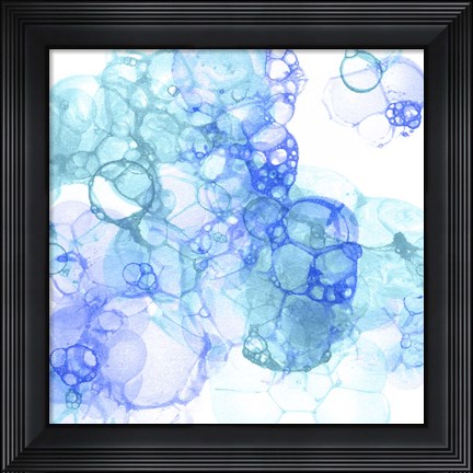 Framed Bubble Square Aqua &amp; Blue IV Print