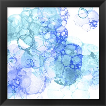 Framed Bubble Square Aqua &amp; Blue IV Print