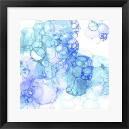 Framed Bubble Square Aqua &amp; Blue IV Print