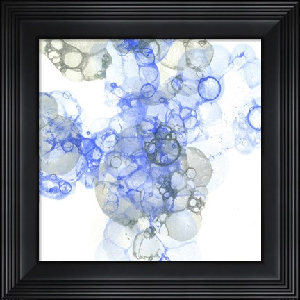 Framed Bubble Square Blue &amp; Grey I Print