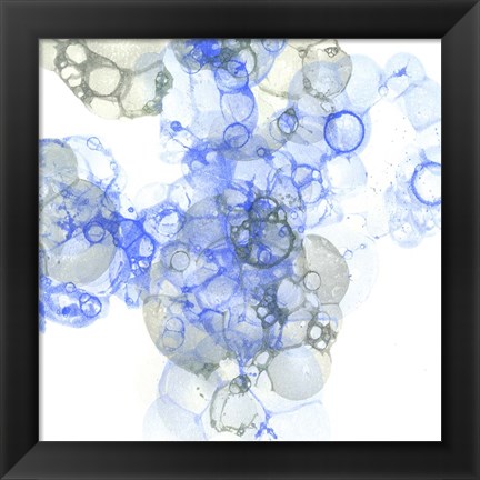 Framed Bubble Square Blue &amp; Grey I Print