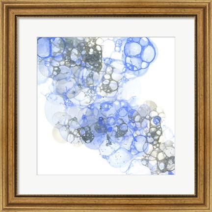 Framed Bubble Square Blue &amp; Grey II Print