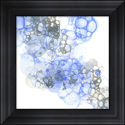 Framed Bubble Square Blue &amp; Grey II Print