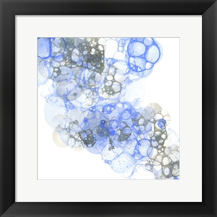 Framed Bubble Square Blue &amp; Grey II Print