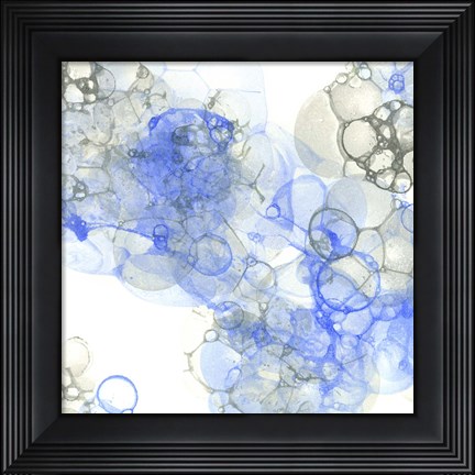 Framed Bubble Square Blue &amp; Grey III Print