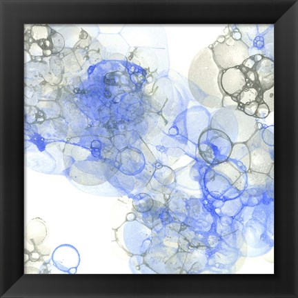 Framed Bubble Square Blue &amp; Grey III Print