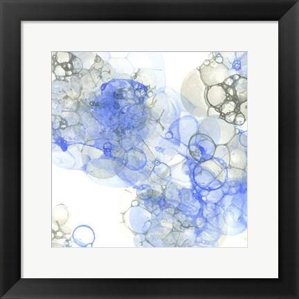 Framed Bubble Square Blue &amp; Grey III Print