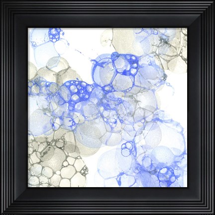 Framed Bubble Square Blue &amp; Grey IV Print