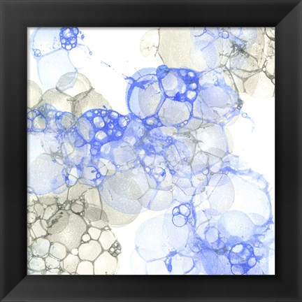 Framed Bubble Square Blue &amp; Grey IV Print