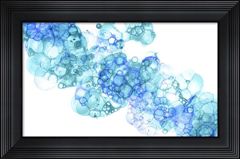 Framed Bubblescape Aqua &amp; Blue I Print