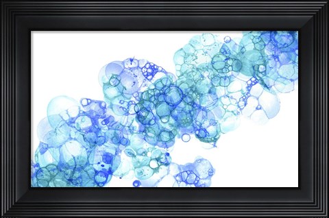 Framed Bubblescape Aqua &amp; Blue II Print