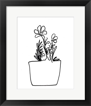 Framed Hand Sketch Flowerpot I Print
