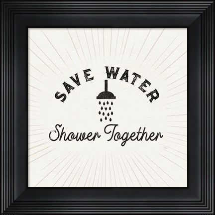 Framed Bath Art VII-Save Water Print