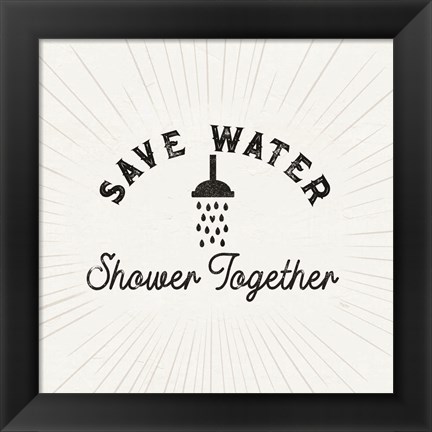 Framed Bath Art VII-Save Water Print