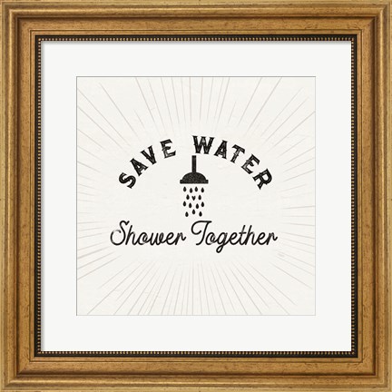 Framed Bath Art VII-Save Water Print
