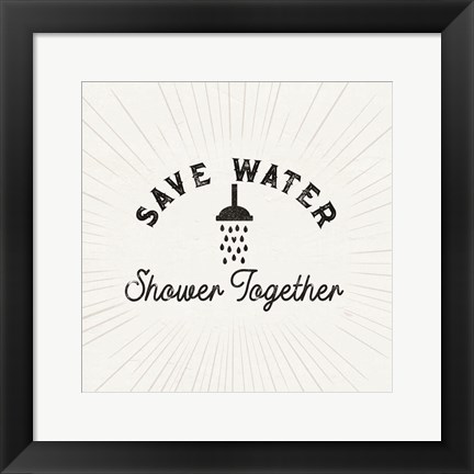 Framed Bath Art VII-Save Water Print