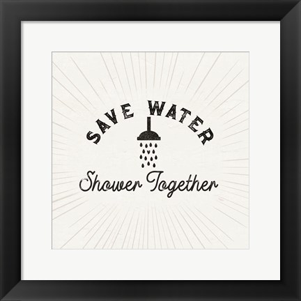 Framed Bath Art VII-Save Water Print