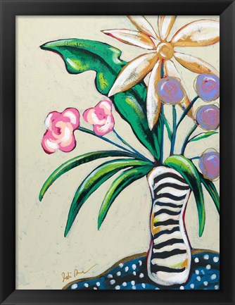 Framed Pop Florals I-Stripes Print