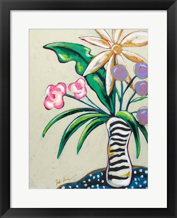 Framed Pop Florals I-Stripes Print