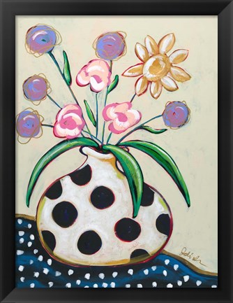 Framed Pop Florals II-Dots Print