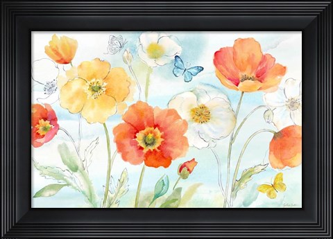 Framed Happy Poppies I Print