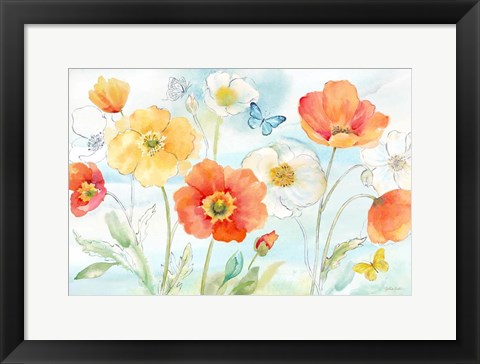 Framed Happy Poppies I Print