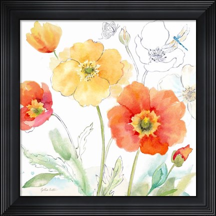 Framed Happy Poppies IV Print