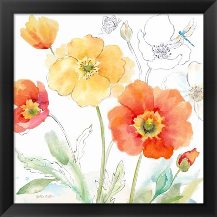 Framed Happy Poppies IV Print