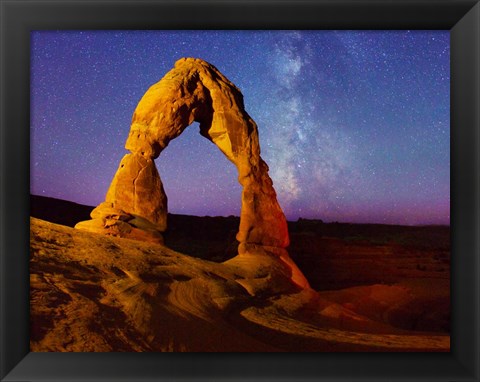 Framed Delicate Arch light painting Milky Way Stars Print