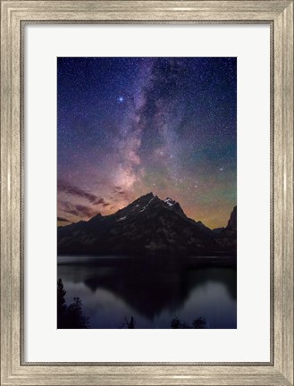 Framed Milky Way Dawn over Jenny Lake Print