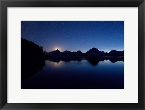 Framed Moon Set Starry Teton Reflection Print
