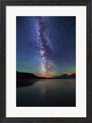 Framed Milky Way over Tetons Jackson Lake Print