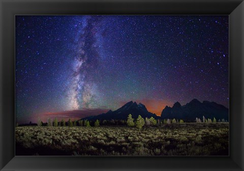 Framed Starry night over Grand Teton Range Print