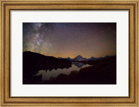Framed Stars over Tetons at Oxbow Print