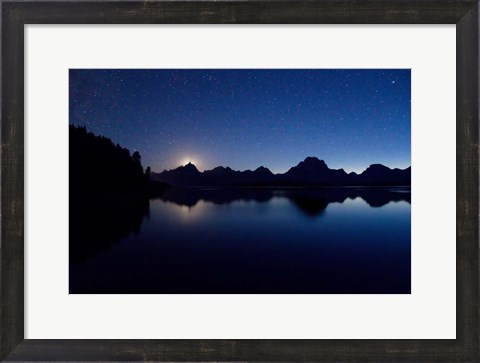 Framed Teton Moonset over Jackson Lake Print