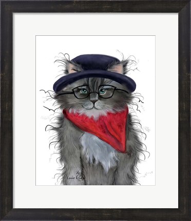Framed Kitty in a Hat Print