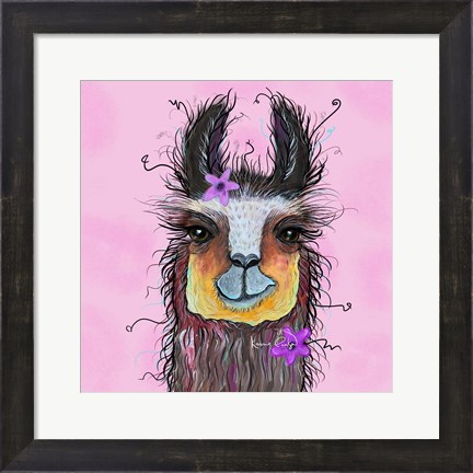 Framed Llama Pink Print
