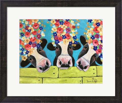 Framed Cows &amp; Flowers Print