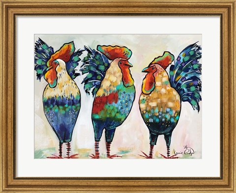 Framed Roosters Print