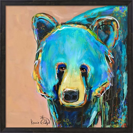 Framed Black Bear on Terra Cotta Print