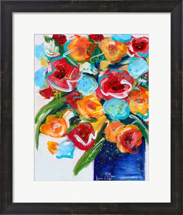 Framed Flowers Blue Vase Print
