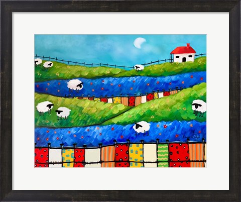 Framed Sheep in Pasture Print