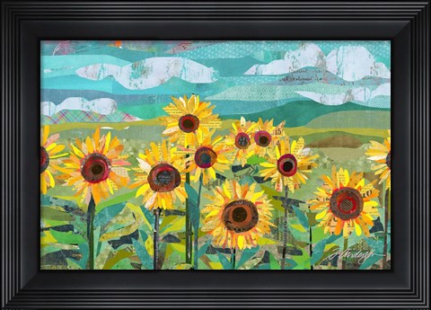 Framed Sunflowers At Dusk Print