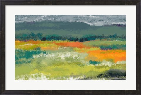 Framed Cloudy Day In The Mountains Print