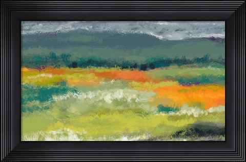 Framed Cloudy Day In The Mountains Print