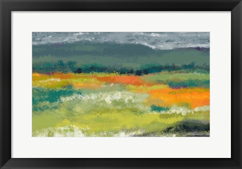 Framed Cloudy Day In The Mountains Print