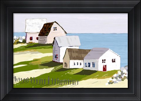 Framed Cottages By The Sea Print