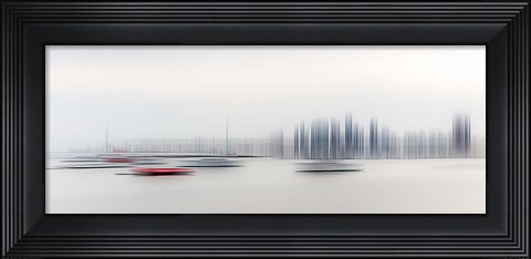 Framed Boats in the Harbour Print
